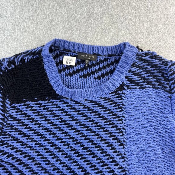 Rag & Bone Sweater Womens XS Textured Patchwork Knit Pullover Wool Blend - Picture 6 of 11